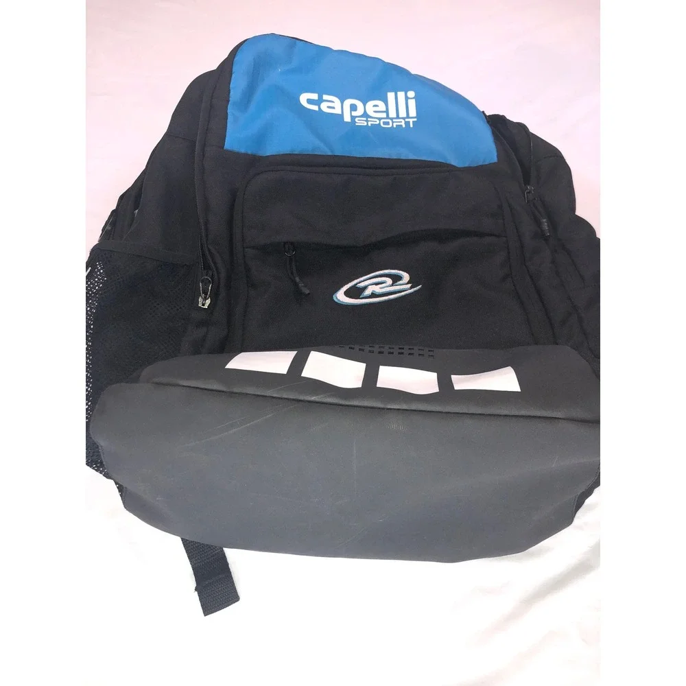Capelli Sport Soccer Backpack Black Blue Training Bag with Ball Pocket Number 9